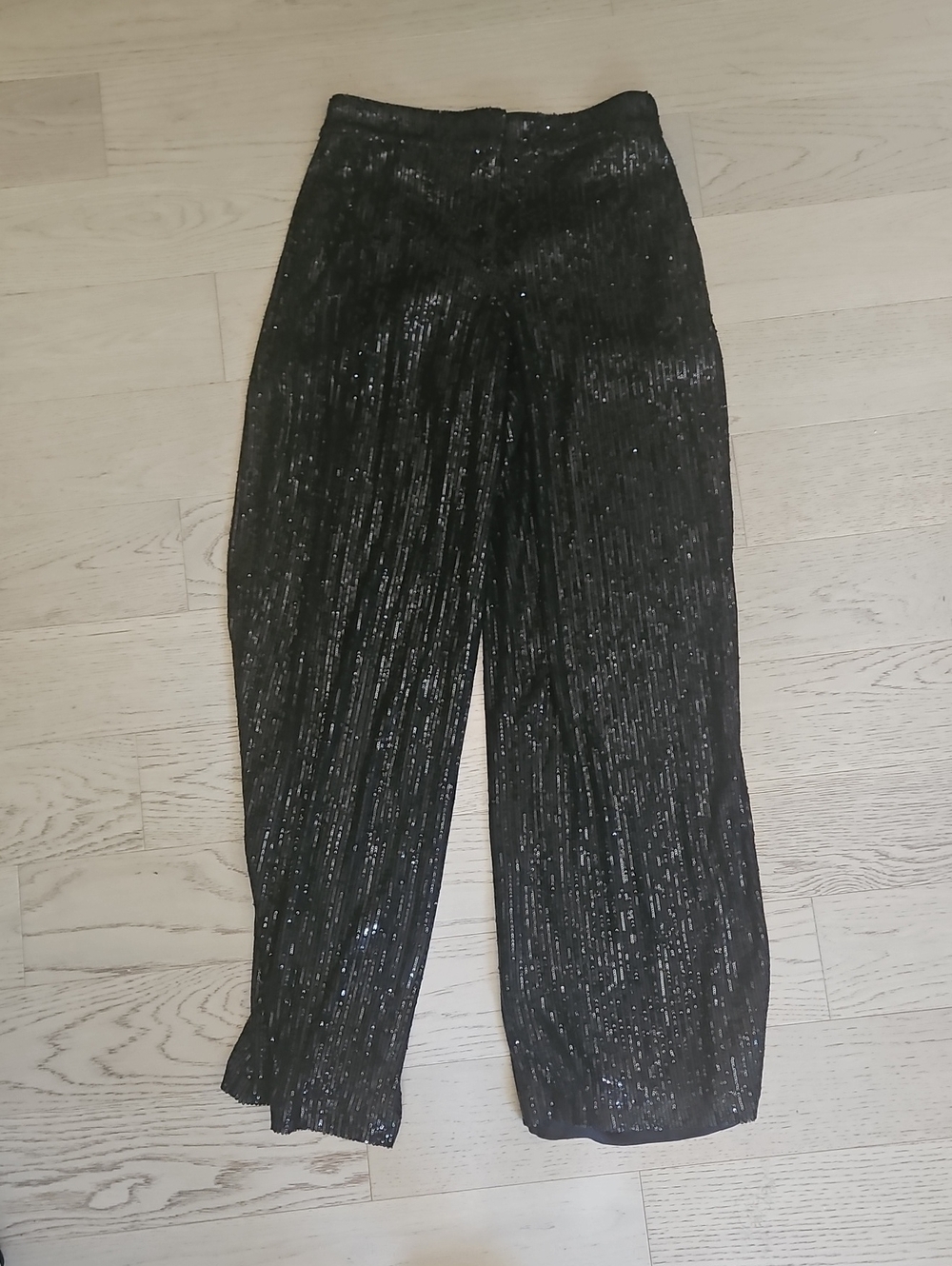 Massimo Dutti Black Sequin Pleated Trousers